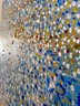 HUGE ORIG.1966 POINTILLISM OIL PAINTING ON CANVAS - BEACH DAY BY YONA KNISPEL (GOLDSTEIN, DEVERON) -50' BY 80'