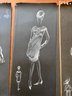 (A-103) THREE HAND DRAWN ORIGINAL 1964 FASHION ILLUSTRATIONS - VOGUE PATTERN MAKER ARTIST YONA KNISPEL