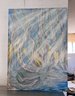 (A-13) BLUE MOODY ORIGINAL ABSTRACT OIL PAINTING CIRCA 1960'S -BY YONA KNISPEL - 58' BY 27'