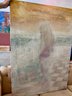 (BOX) ORIGINAL 1966 YONA KNISPEL (1938-2024) OIL PAINTING - OVERSIZED CANVAS TRANQUIL ABSTRACT- 50' BY 36'