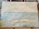 (BOX) ORIGINAL 1966 YONA KNISPEL (1938-2024) OIL PAINTING -ABSTRACT SEASCAPE -OVERSIZED CANVAS -50' BY 36'