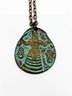 (A-6) VINTAGE PATINA COPPER NECKLACE DEPICTING FOLK ART WOMAN - W/CHAIN-APPROX.16'