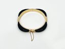 (A-7) BEAUTIFUL 14 KT GOLD AND BLACK ONYX HINGED BRACELET-W/ETCHING-13.78 DWT