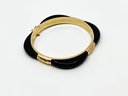 (A-7) BEAUTIFUL 14 KT GOLD AND BLACK ONYX HINGED BRACELET-W/ETCHING-13.78 DWT