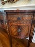 ELEGANT CHERRY WOOD BUFFET /CONSOLE TABLE WITH INLAID STRINGING, DECORATION & STORAGE - 73'L BY 24' D BY 38' H