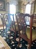 TRADITIONAL CHERRY WOOD ETHAN ALLEN DINING SET W/EIGHT CHAIRS, CHINA CABINET & COORDINATING ANTIQUE BUFFET