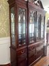 TRADITIONAL CHERRY WOOD ETHAN ALLEN DINING SET W/EIGHT CHAIRS, CHINA CABINET & COORDINATING ANTIQUE BUFFET