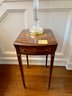 (HALL) 'MAITLAND SMITH' DROP LEAVE ACCENT TABLE WITH INLAID MARQUETRY DESIGNS -16'WIDE BY 19' DEEP BY 28' HIGH
