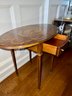 (HALL) 'MAITLAND SMITH' DROP LEAVE ACCENT TABLE WITH INLAID MARQUETRY DESIGNS -16'WIDE BY 19' DEEP BY 28' HIGH