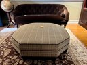 (O) HUGE OCTAGONAL OTTOMAN IN B-URBERRY PLAID COLORS - EAST END INTERIORS - 48' ACROSS BY 18' HIGH