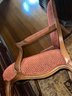 (O) VINTAGE PAIR OF RED UPHOLSTERED ARMCHAIRS - 28' WIDE BY 24' DEEP BY 41' HIGH