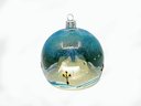(A-44) VINTAGE LARGE HAND PAINTED FROSTED GLASS CHRISTMAS TREE ORNAMENT W/INDENTED BOTTOM