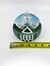 (A-44) VINTAGE LARGE HAND PAINTED FROSTED GLASS CHRISTMAS TREE ORNAMENT W/INDENTED BOTTOM