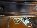(O) VINTAGE EXECUTIVE OFFICE DESK WITH STORAGE CABINETS ON THE BACK - SHOWS SIGNS OF WEAR - SEE PICS -74'LONG
