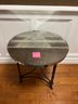 (BASE) ROUND MIRRORED ACCENT TABLE- MISSING THREE SQUARES ON SIDE -29' ACROSS BY 30' HIGH -LOCATED IN BASEMENT