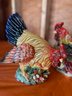(G-6) THREE CERAMIC KITCHEN ROOSTERS - TWO FIGURINES & A LIDDED ROOSTER CANISTER - 12'-14'