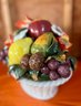 (G-9) HUGE CERAMIC BASKET OF COLORFUL FRUITS - ONE OR TWO SMALL EDGE CHIPS - 20' BY 12'