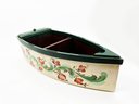 (B-40) VINTAGE HAND PAINTED NORWEGIAN ROSEMALING BOAT HULL SHELF WITH DRAWER - 15' BY 6' BY 4'
