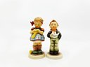 (U-79) PAIR OF VINTAGE HUMMEL FIGURINES IN ORIGINAL BOXES - 'A STITCH IN TIME & SOLOIST' - 3.5'