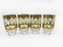 (U-105)  MID CENTURY MODERN CULVER 'VALENCIA' GOLD FOOTED DRINKING GLASSES & VINTAGE LACQUER COCKTAIL SHAKER