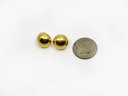 (J-1) 14KT GOLD ROUND HALF BALL EARRINGS-1.1 DWT