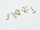 (J-4) VINTAGE LOT OF 3 14 KT GOLD EARRINGS-2 PAIR WITH FRESH WATER PEARLS-DWT 3.5