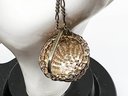 (J-9) VINTAGE STERLING SILVER WOVEN BASKET NECKLACE WITH 24' STERLING NECKLACE-ITALY-DWT 6.5