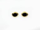 (J-11) VINTAGE 14KT GOLD AND BLACK ONYX PIN BACK EARRINGS DWT 0.9