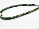 (J-16) MODERNIST VINTAGE STERLING SILVER AND TURQUOISE NECKLACE-18' LONG