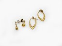 (J-23) 2 PAIR OF 14KT GOLD EARRINGS - HOOP & DROP WITH OPALS?  -DWT 1.8