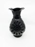 (A-76) VINTAGE OAXACAN MEXICO BLACK CLAY VASE WITH FLARED TOP-SIMON LOPEX-HAND CARVED