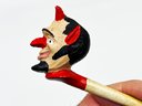 (A-80) ANTIQUE HAND CARVED AND PAINTED CLAY TOBACCO PIPE 'DEVIL'S HEAD' GOOD CONDITION
