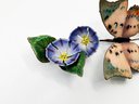 (A-82) BEAUTIFUL ENAMEL ON COPPER BUTTERFLY & FLOWERS WALL HANGING BY 'BOVANO OF CHESHIRE' -USA, 8'