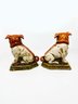 (A1) PAIR OF LUCKY CERAMIC PAINTED FOO DOGS / DRAGON DOGS -EACH APPROX. 8' X 7'