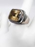 (A-25) STERLING SILVER AND PALE YELLOW STONE POSSIBLY CITRINE RING-10.49 DWT-SIZE 6
