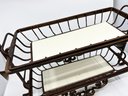 (A11B) TWO TIER RECTANGULAR SERVING PIECE WITH METAL STAND - APPROX. 20' X 16' X 7'
