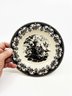 (A12) THREE BLACK & WHITE TOILE PATTERN PORCELAIN ITEMS - DISH, BOWL AND PITCHER W/SILK FLOWERS  -8'-14'