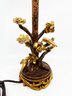 (A25) ELEGANT BRASS LAMP DEPICTING BIRDS ON A DOGWOOD BRANCH -  W/SHADE - APPROX. 22' TALL