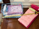 (A56) LOT OF 2 AMERICAN GIRL DOLLS BEDS W/ACCESSORIES AS SHOWN APPROX. 18' WIDE EACH