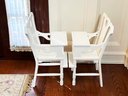 (A60) LOT OF 2 WHITE 'MELISSA AND DOUG' HIGH CHAIRS-EACH APPROX. 25' X 11'-WORKS FINE BUT SOME DAMAGE