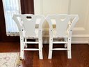 (A60) LOT OF 2 WHITE 'MELISSA AND DOUG' HIGH CHAIRS-EACH APPROX. 25' X 11'-WORKS FINE BUT SOME DAMAGE