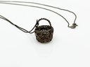 (J-28) VINTAGE STERLING SILVER BASKET CHARM ON STERLING 24' CHAIN-ITALY-MARKED GBL-DWT 6.5