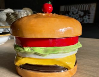 (a) CERAMIC HAMBURGER WITH EVERYTHING ON IT COOKIE JAR - 10' BY 8'