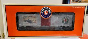 (K) VINTAGE LIONEL TRAINS 'HOME FOR THE HOLIDAYS' BOX CAR  - NEW IN BOX