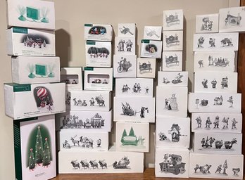 (ZZ-142) BIG COLLECTION OF 37 BOXES OF DEPT. 56 DICKENS' NORTH POLE VILLAGE ACCESSORIES - ALL IN BOXES