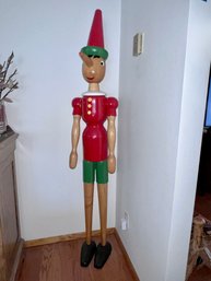 (DR) FAB VINTAGE WOOD JOINTED PINOCCHIO BY Giocattoli Galetti, MILANO ITALY - SOME SURFACE DINGS - 74' BY 9'