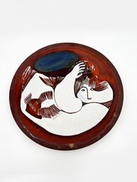 (A-4) BEAUTIFUL SIGNED ART POTTERY PLATE - MODERNIST WOMAN - 'EPPINOIA?' - 12'
