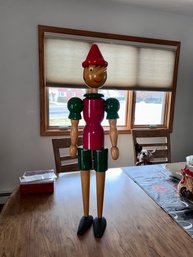 (DR) VINTAGE WOOD JOINTED PINOCCHIO BY Giocattoli Galetti, MILANO ITALY - SOME SURFACE DINGS - 30' BY 9'