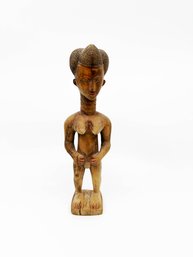 (A-6) VINTAGE CARVED AFRICAN WOOD FERTILITY STATUE - NICE AGE & DETAIL - 10' TALL
