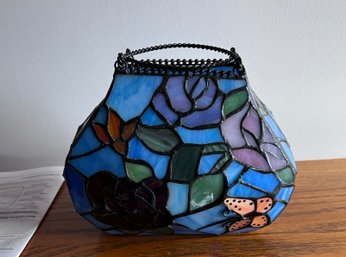 (UpHall) STAINED GLASS SMALL OPEN PURSE TABLE LIGHT - 10'